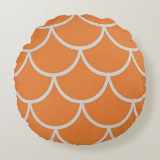 Coussins Ronds Tissu à écaille de mermaid en orange Tissu à écail