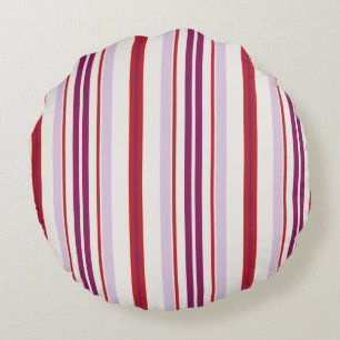 Coussins Ronds Tissu rayé moderne chic rouge et violet