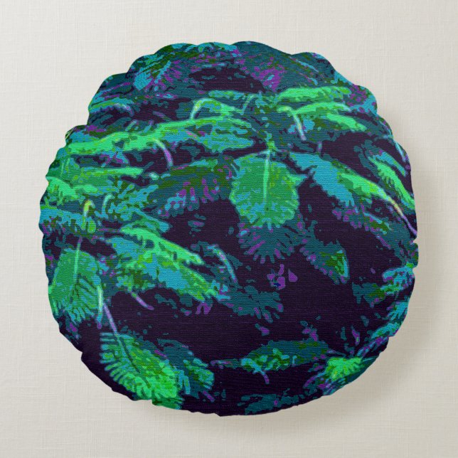 Coussins Ronds Tissu Tropical (Devant)