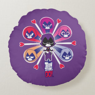 Coussins Ronds Titans Ados, partez ! Emoticlones de Raven