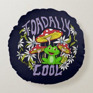 Coussins Ronds Toadadal Cool Colorful floral et la typographie de