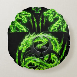 Coussins Ronds TOCOCLAWS Dragons Jumeaux Néon Vert Foudre