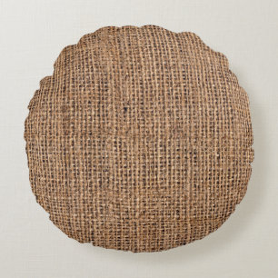 Coussins Ronds Toile Burlap Brown naturel Grange grossier