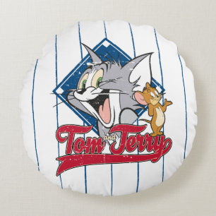 Coussins Ronds Tom Et Jerry Tom Et Jerry Sur Diamant De Basebal