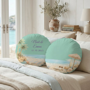Coussins Ronds Tonalité Douce de Plage Hêtre Douce Élégante Rêveu