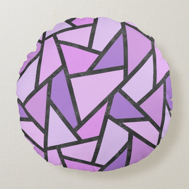 Coussins Ronds Tons du motif en vitrail lilas (Devant)
