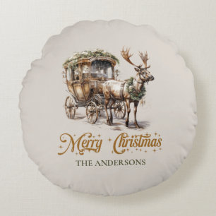 Coussins Ronds Tons neutres terreux vert et or Reindeer