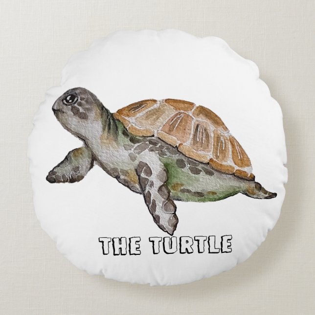 Coussins Ronds Tortue aquarelle (Devant)