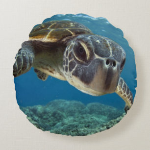 Coussins Ronds Tortue de mer verte hawaïenne