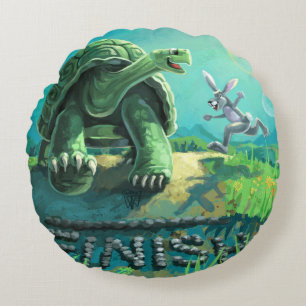 Coussins Ronds Tortue et lièvre Art