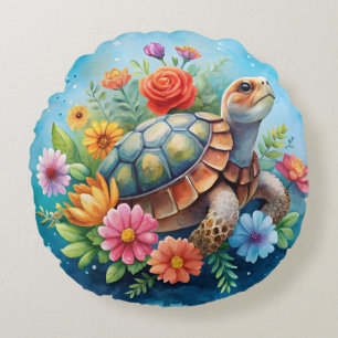 Coussins Ronds Tortue florale