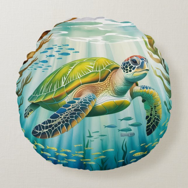 Coussins Ronds Tortue peinte (Devant)