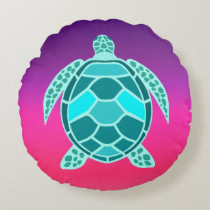 Coussins Ronds Tortue turquoise bleu turquoise