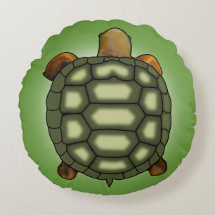 Coussins Ronds Tortue verte moderne sur un oreiller rond vert