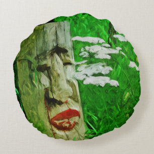 Coussins Ronds Totem d'Indiens Américains à lèvres rouge parmi le