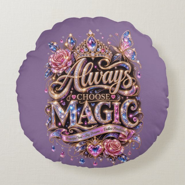Coussins Ronds Toujours choisir le design Crystal Magic Sparkle (Devant)