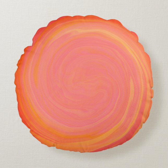 Coussins Ronds Tourbillon de flamme orange (Devant)
