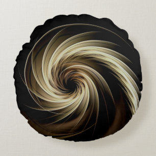 Coussins Ronds Tourbillon doré sur fond noir