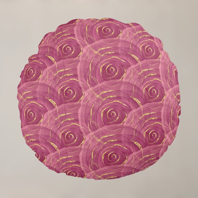 Coussins Ronds Tourbillonnant Mauve Gilded Abstrait Motif Rose (Créateur téléchargé)