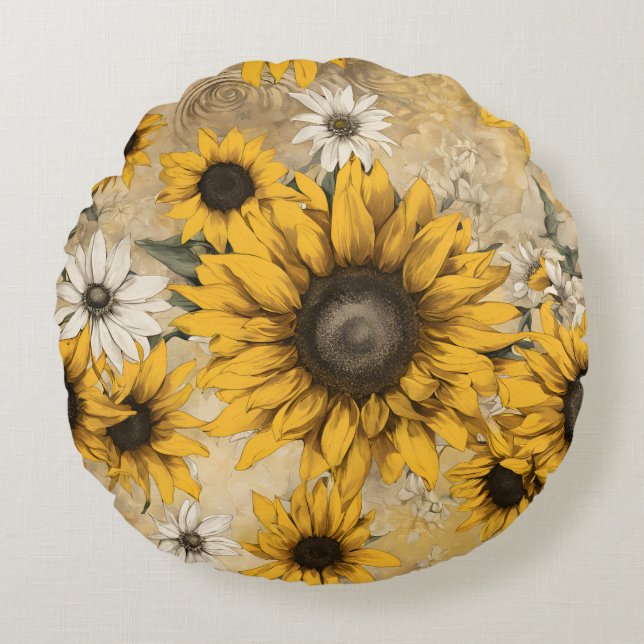 Coussins Ronds Tournesol (Devant)
