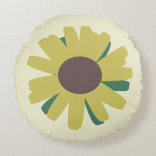 Coussins Ronds Tournesol Simple Brun Vert Jaune Fleur