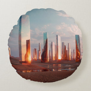 Coussins Ronds Tours Miroirs Surréalistes Futuristes Dans Le Dése