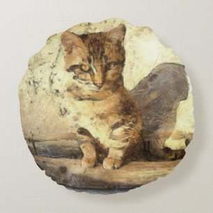 Coussins Ronds Tous Les Chats Sont Noirs Dans Le Croquis Crayon S
