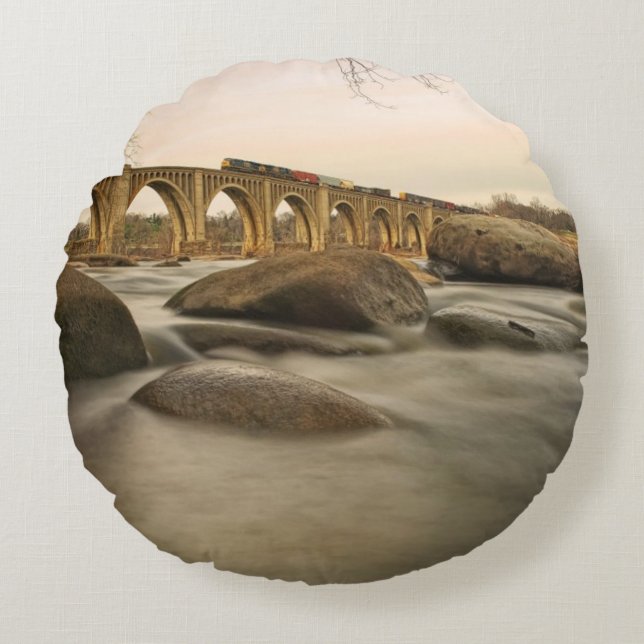 Coussins Ronds Train au-dessus de James River (Devant)