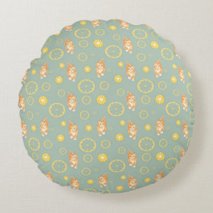 Coussins Ronds tranche de citron et motif de chat