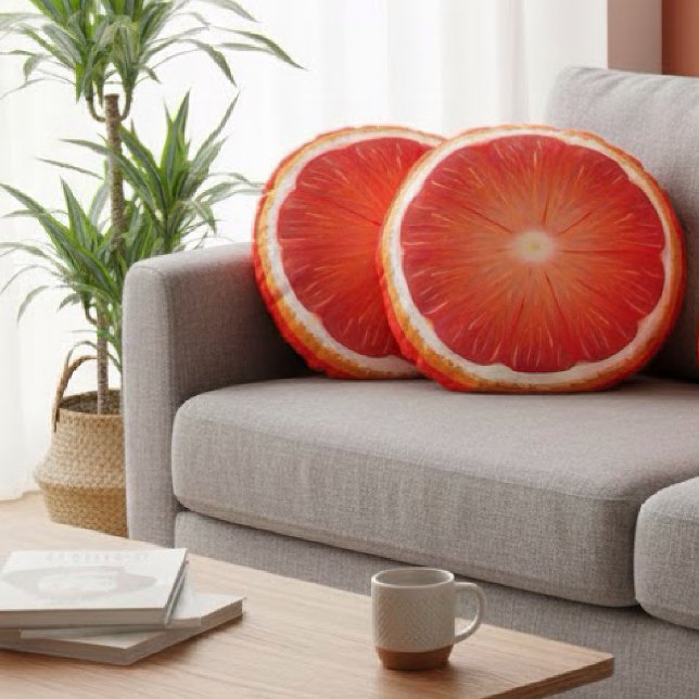 Coussins Ronds Tranche de pomelo grapefruit (Créateur téléchargé)