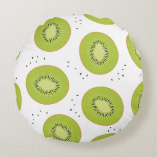 Coussins Ronds Tranches de fruits Kiwi, illustration transparente