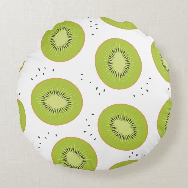 Coussins Ronds Tranches de fruits Kiwi, illustration transparente (Devant)