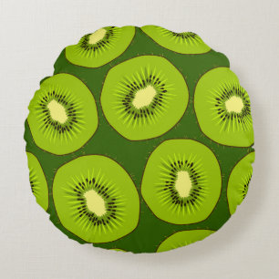 Coussins Ronds Tranches de fruits Kiwi : vert foncé.