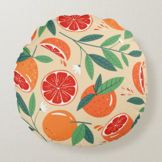 Coussins Ronds Tranches de pamplemousse, motif moderne sans soudu