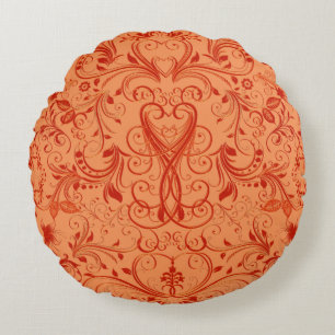 Coussins Ronds Travail De Défilement, Oreiller À Jeu Orange-Round
