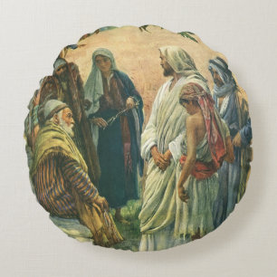 Coussins Ronds Travailler le jour du sabbat, Religion vintage