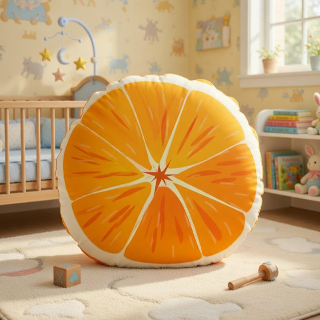 Coussins Ronds Traversin de lancer de tranche d'orange Citrus (Créateur téléchargé)
