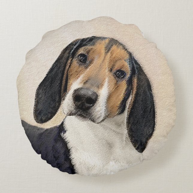 Coussins Ronds Treeing Walker Coonhound Peinture - Art original (Dos)