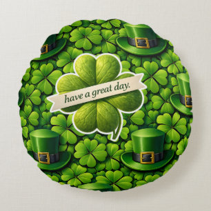 Coussins Ronds Trèfle à quatre feuilles chanceux Saint-Patrick