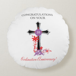 Coussins Ronds Trente-cinquième croix de noir d'anniversaire de
