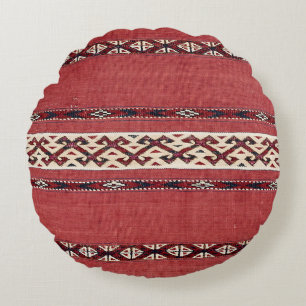 Coussins Ronds Triangle Striangle Kilim IV Rouge Noir Blanc