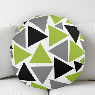 Coussins Ronds Triangles Aléatoires Vert Citron Gris Noir Géométr