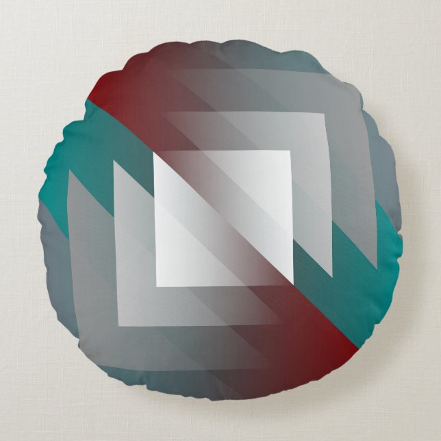 Coussins Ronds Triangles gris turquoise sur bordeaux (Devant)