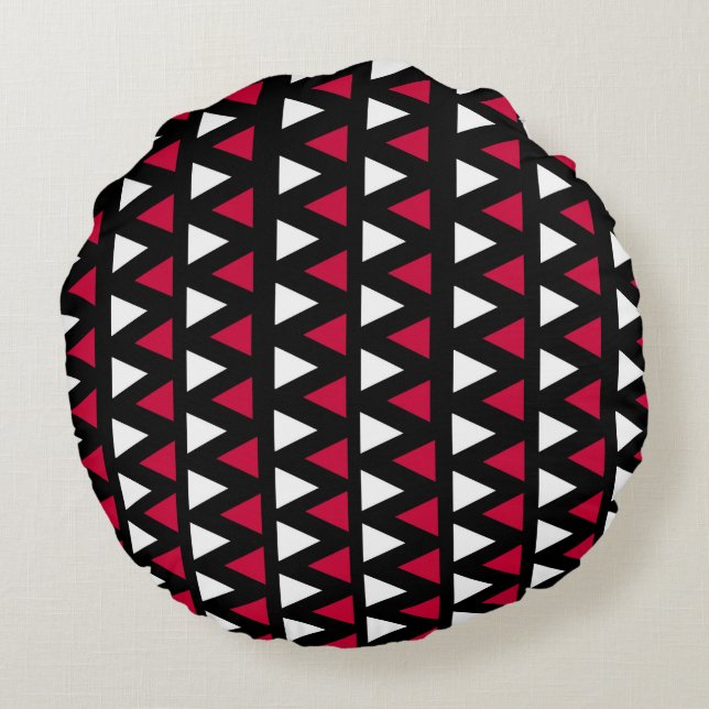 Coussins Ronds Triangles noir, rouge et blanc (Dos)