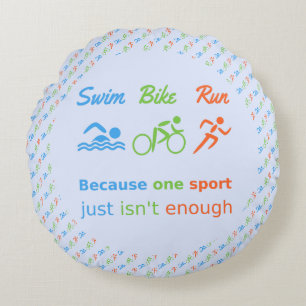 Coussins Ronds Triathlon à motif à vélo de natation