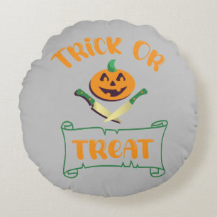 Coussins Ronds Trick or treat os de crâne visage de citrouille d'