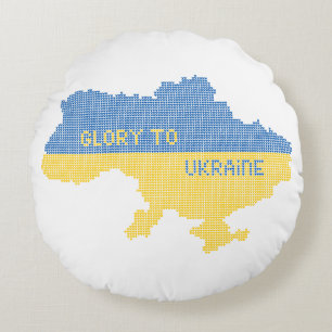 Coussins Ronds Tricot Ukraine texte de la carte d'Etat Gloire à l