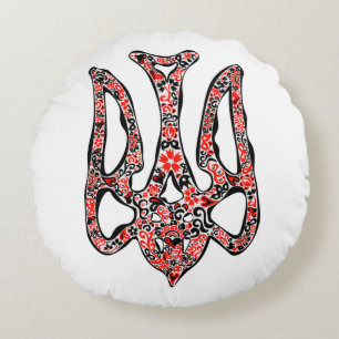 Coussins Ronds Trident de l'emblème national ukrainien tryzub sty