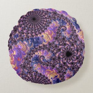 Coussins Ronds Trippy Super Boho Colorful Jewel Tone Fractal Art