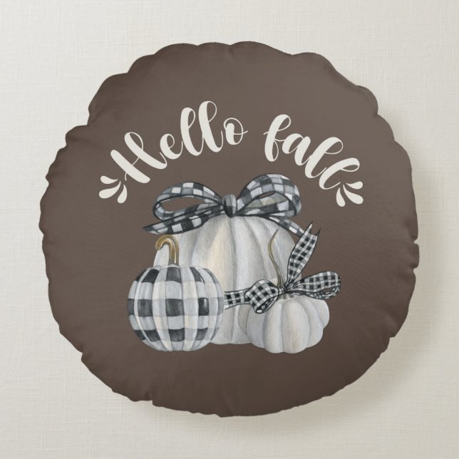 Coussins Ronds Trois Citrouilles Bonjour Automne (Devant)